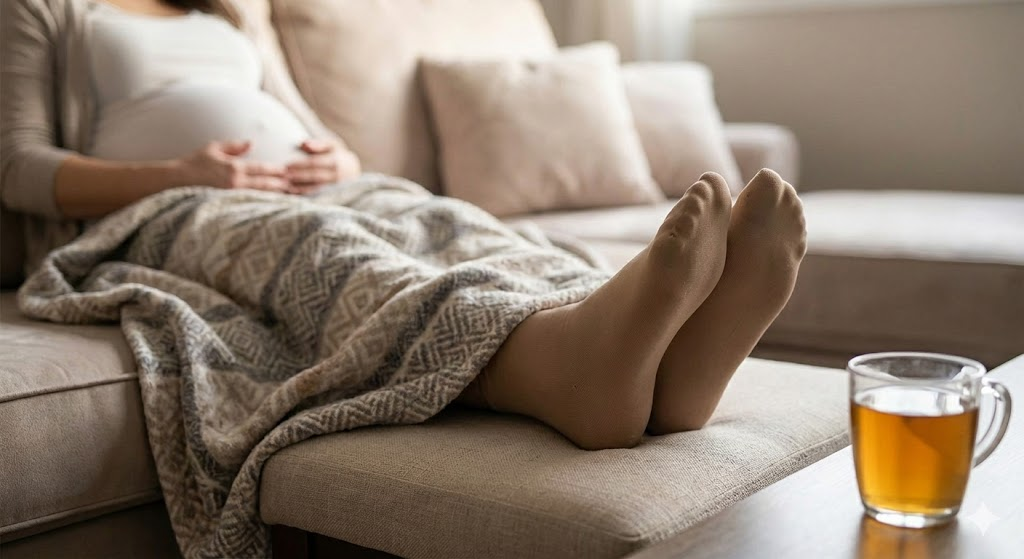 Woman resting with cozy socks